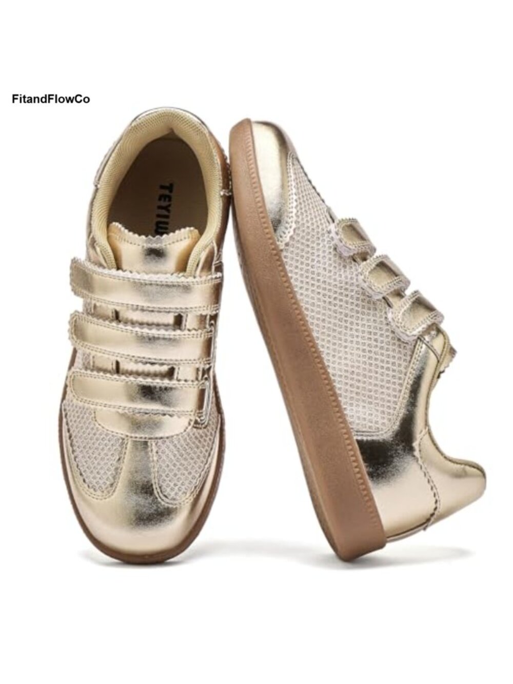 Vegan Leather Hook & Loop Fashion Sneakers Lightweight Non-Slip Walking Shoes